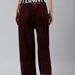 showoffff SHOWOFF Wine Elastane Regular Fit Mid Rise Trackpants image 2
