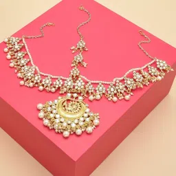 Zaveri Pearls Gold Tone Peacock Inspired Kundan Mathapatti Style Maangtikka-ZPFK13112 image 2