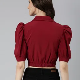 showoffff SHOWOFF Maroon Regular Fit Crop Top image 2