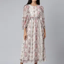 showoffff SHOWOFF Off White Printed Midi Dress image 2