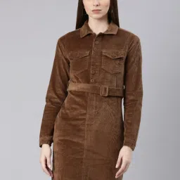 showoffff SHOWOFF Khaki Regular Fit A Line Dress image 2