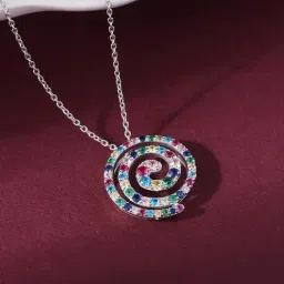 Ornate Jewels 925 Silver Multi Stone Around The World Lollipop Necklace for Women-picture-14