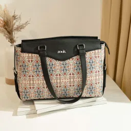 Zouk Agra White Jute Printed Tote Handbag image 1