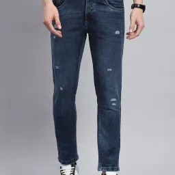 Monte Carlo Blue Cotton Regular Fit Distressed Jeans image 1