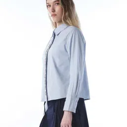 Only Blue Regular Fit Embellished Shirt image 3