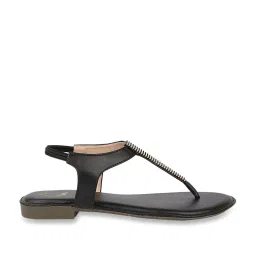 Shoetopia Women's Black T-Strap Sandals image 2