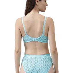 AROUSY Blue & Pink Cotton Printed Bras & Panties Set - Pack Of 3 image 2