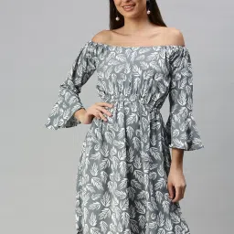 showoffff SHOWOFF Grey Polyester Print A Line Dress image 2