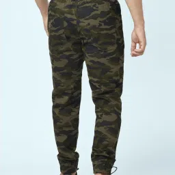 People by Pantaloons Olive Cotton Regular Fit Camouflage Joggers image 2