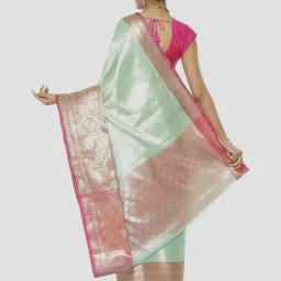 Banarasi Silk Works Green Woven Saree With Unstitched Blouse image 2