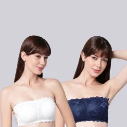 AROUSY Navy & White Self Pattern Tube Bra - Pack Of 2 image 1