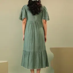 Autumnlane Green Purnasage Embroidered Relaxed Fit Midi Dress image 2