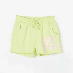 Fame Forever by Lifestyle Kids Lime Green Cotton Printed Shorts image 1