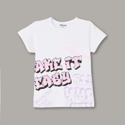 Fame Forever by Lifestyle Girls White Cotton Printed T Shirt-picture-3