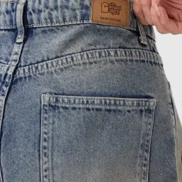 The Souled Store Mid Blue Cotton Regular Fit Shorts image 5