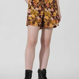 Only Brown Floral Print Shorts image 1