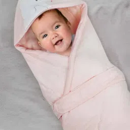 Baby Moo Kids Pink Cotton Printed Wrapper image 1