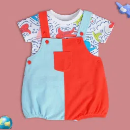 MINIKLUB Multi Baby Boys Short Sleeve Dungaree Set image 1