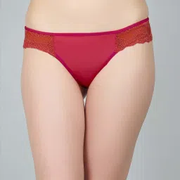 N-Gal Red & Pink Lace Work Bikini Panties - Pack Of 2 image 2