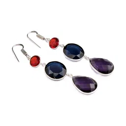 AAR Jewels Rhodium-Plated Alloy Amethyst Drop Earrings-image-54