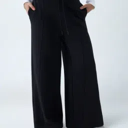 Studiofit by Westside Black Solid High-Rise Track Pants-image-57