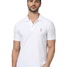 celio celio* White Regular Fit Textured Polo T-Shirt image 1