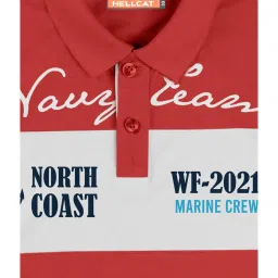 HELLCAT Red Graphic Print Polo T-Shirt image 3