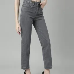 showoffff SHOWOFF Grey Denim Straight Fit Mid Rise Jeans image 2