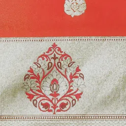 Banarasi Silk Works Orange Woven Saree With Unstitched Blouse image 4