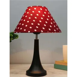 Homesake Red & Black Metal Cone-Shaped Table Lamp With Fabric Shade image 2