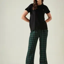 The Kaftan Company Green & Black Check T-Shirt With Lounge Pants-image-7
