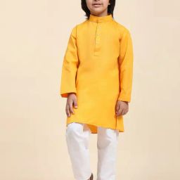 Pro-Ethic Style Developer Kids Light Orange Printed Full Sleeves Kurta with Pyjamas-picture-16