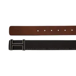 TOMMY HILFIGER Black and Tan Logo Belt image 5