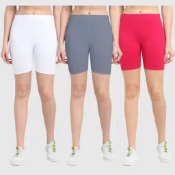 Gracit White & Grey Cotton Sports Shorts - Pack Of 3-picture-22