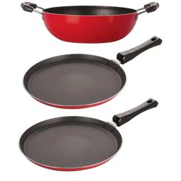 Nirlon Red Aluminium Non-Stick Heat Resistance Kitchenware Set of 3-picture-15