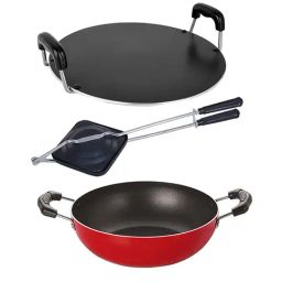 Nirlon Red Aluminium Non-Stick Cookware Set of 3-picture-40
