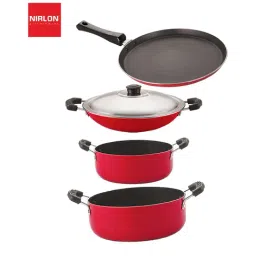 Nirlon Red Aluminium Non-Stick Kitchenware - Set of 4-image-0