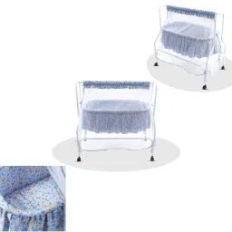 Kiddery Blue Baby Cradle with Mosquito Protection Net (Age 0-8 Months) image 4