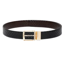 Louis Stitch Black Textured Leather Reversible Belt for Men image 1