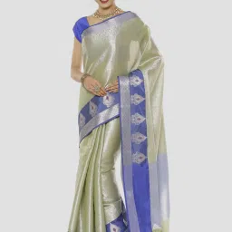 Banarasi Silk Works Green Woven Saree With Unstitched Blouse image 1