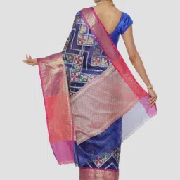 Banarasi Silk Works Blue Woven Saree With Unstitched Blouse image 2