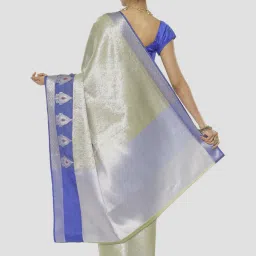 Banarasi Silk Works Green Woven Saree With Unstitched Blouse image 2