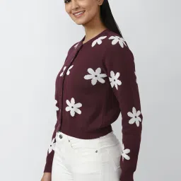 Forever 21 Maroon Round Neck Cardigan image 3