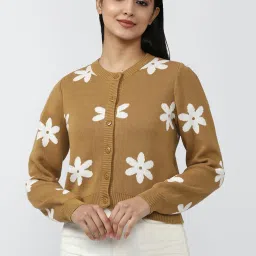 Forever 21 Brown Round Neck Cardigan image 1