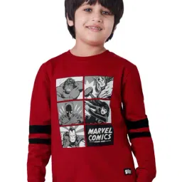 The Souled Store Kids Red & Black Cotton Printed Full Sleeves Marvel Sweatshirt-picture-30