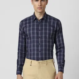 Van Heusen Navy Slim Fit Checks Shirt image 1