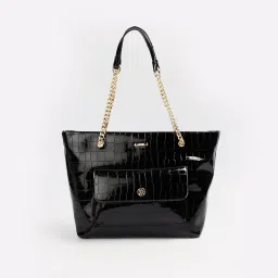 Code by Lifestyle Black Textured Tote Handbag image 1