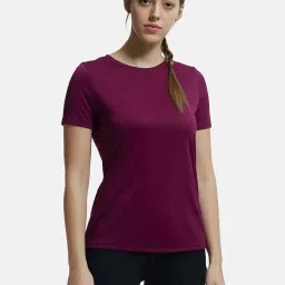 Jockey MW71 Women's Microfiber Polyester Relaxed Fit Solid Round Neck Half Sleeve T-Shirt image 1