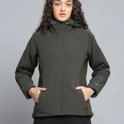 Rock.it by Monte Carlo Women Solid Regular Fit Hooded Neck Full Sleeve Jacket With Zipper Closure image 1