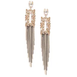 YouBella Crystal Tassel Handmade Golden Brown & Grey Dangler Earrings for Women image 2